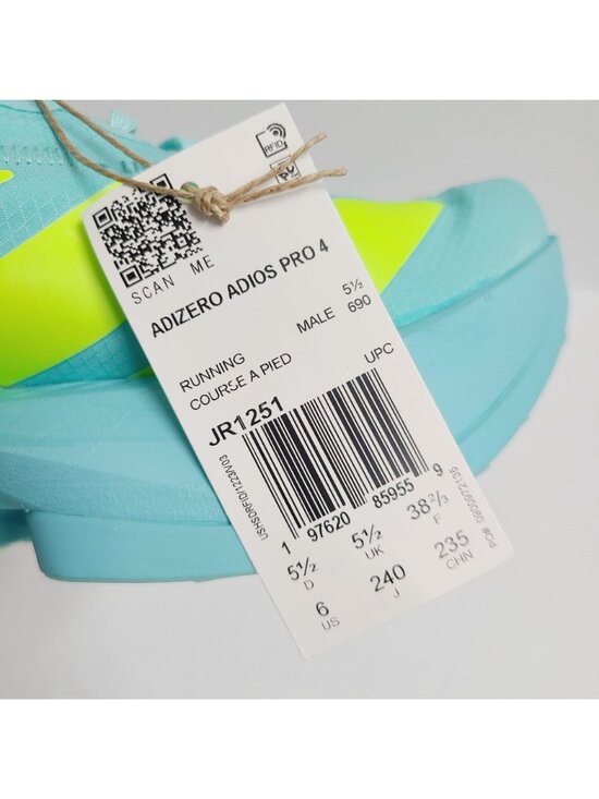 NEW Adidas Adizero Adios Pro 4 Running Shoes JR1251 Size 6 Flash Aqua #1